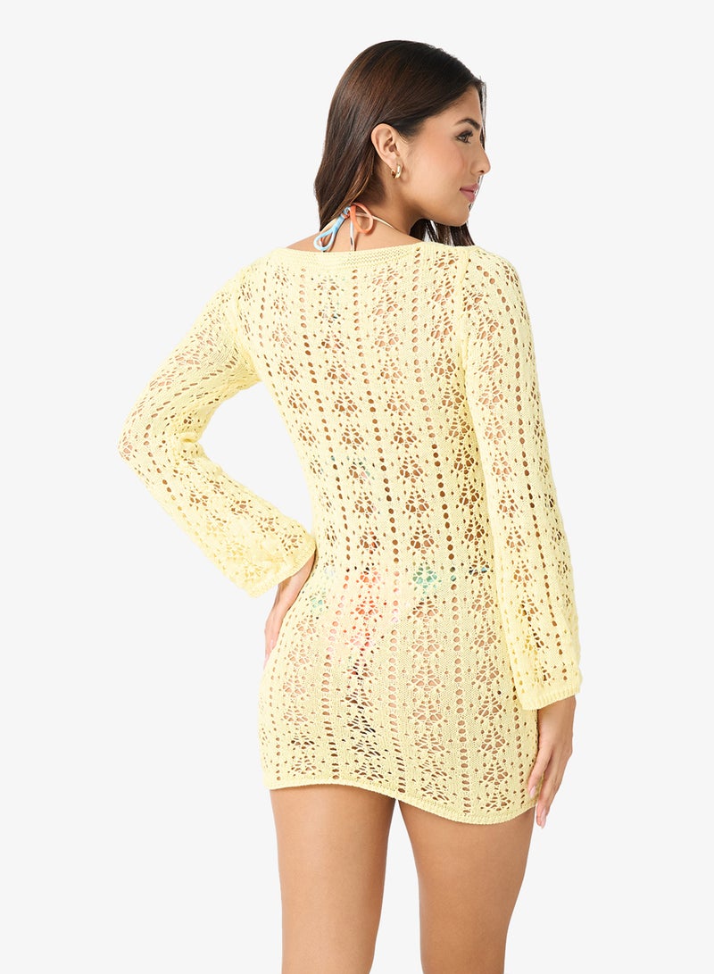 Ginger Crochet Beach Dress With Cutout Detail - Image 2